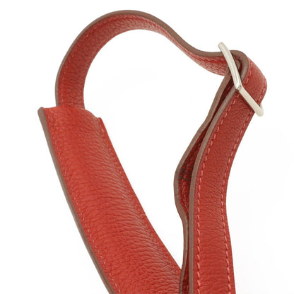 Hermes Berline PM Shoulder Bag Togo Leather Rouge Vif Silver — view 4