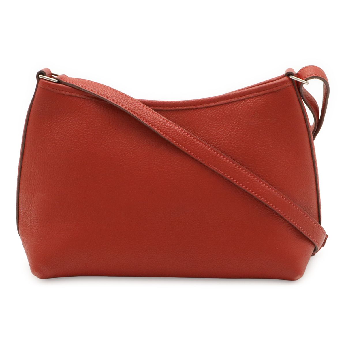 Hermes Berline PM Shoulder Bag Togo Leather Rouge Vif Silver
