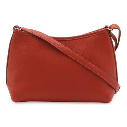 Hermes Berline PM Shoulder Bag Togo Leather Rouge Vif Silver