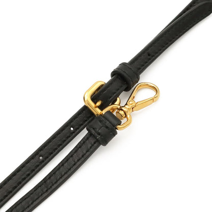 Prada Logo Jacquard Bucket Bag Drawstring 2-Way Canvas Leather Nero Black Gold — view 6