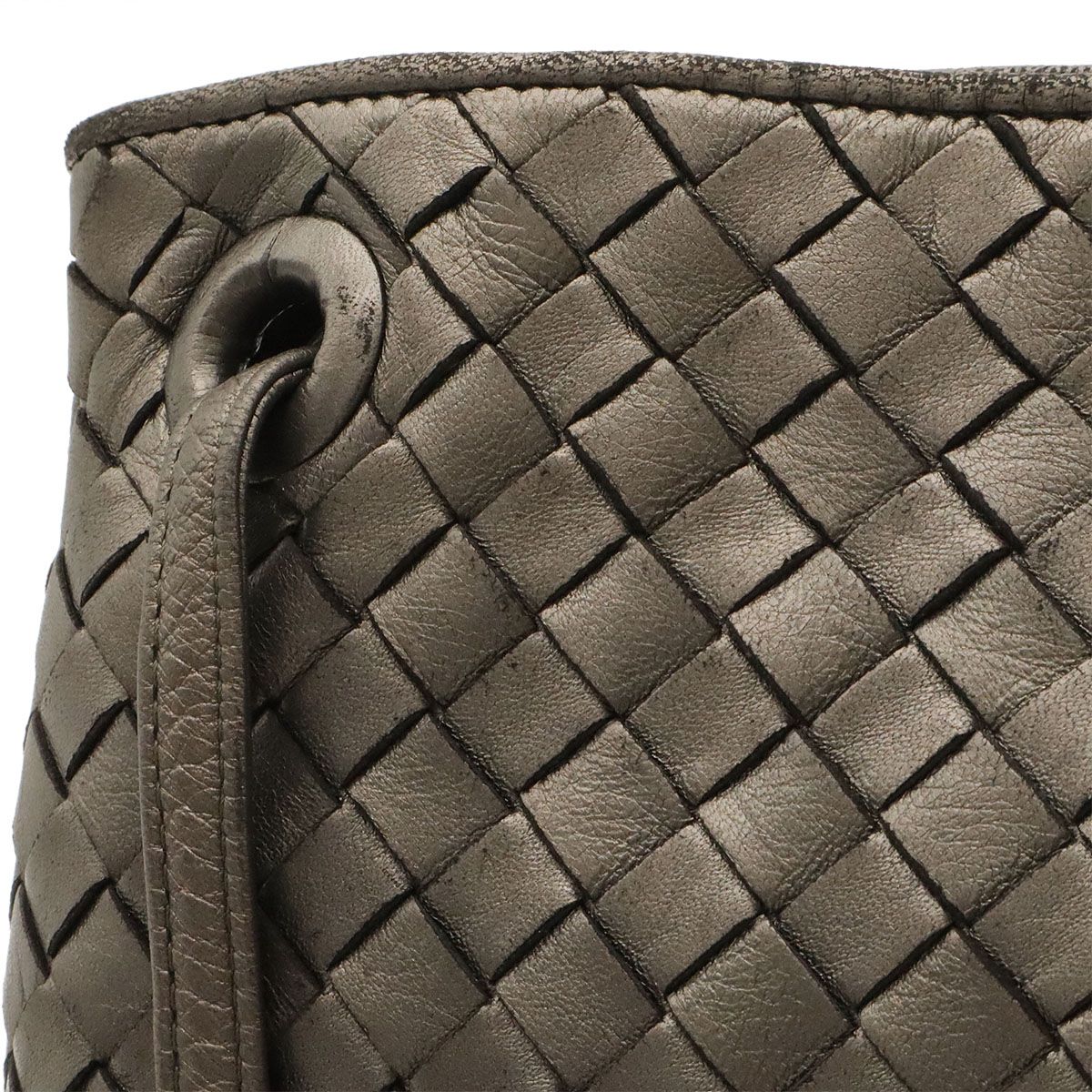 Bottega Veneta Intrecciato Shoulder Bag Tote Tassel Fringe Leather Metallic Gray — view 5