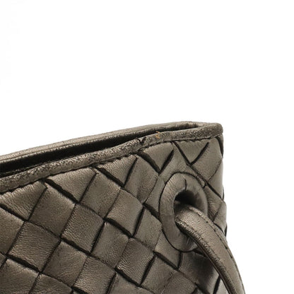 Bottega Veneta Intrecciato Shoulder Bag Tote Tassel Fringe Leather Metallic Gray — view 4
