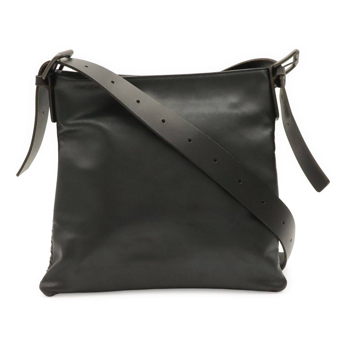 Bottega Veneta Intrecciato Shoulder Bag Crossbody Leather Black