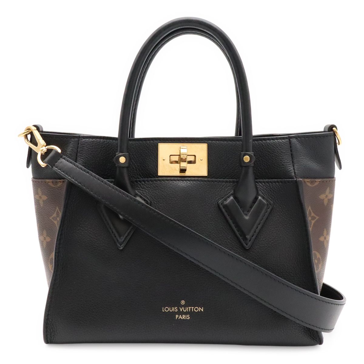 Louis Vuitton Monogram on My Side PM 2-Way Shoulder Bag Leather Noir Black