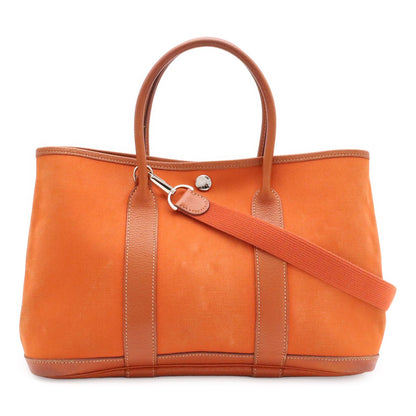 Hermes Garden Party TPM Tote 2-Way Shoulder Bag Toile Officier Buffalo Orange