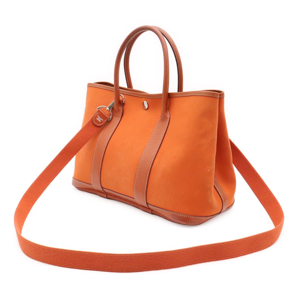 Hermes Garden Party TPM Tote 2-Way Shoulder Bag Toile Officier Buffalo Orange — view 2