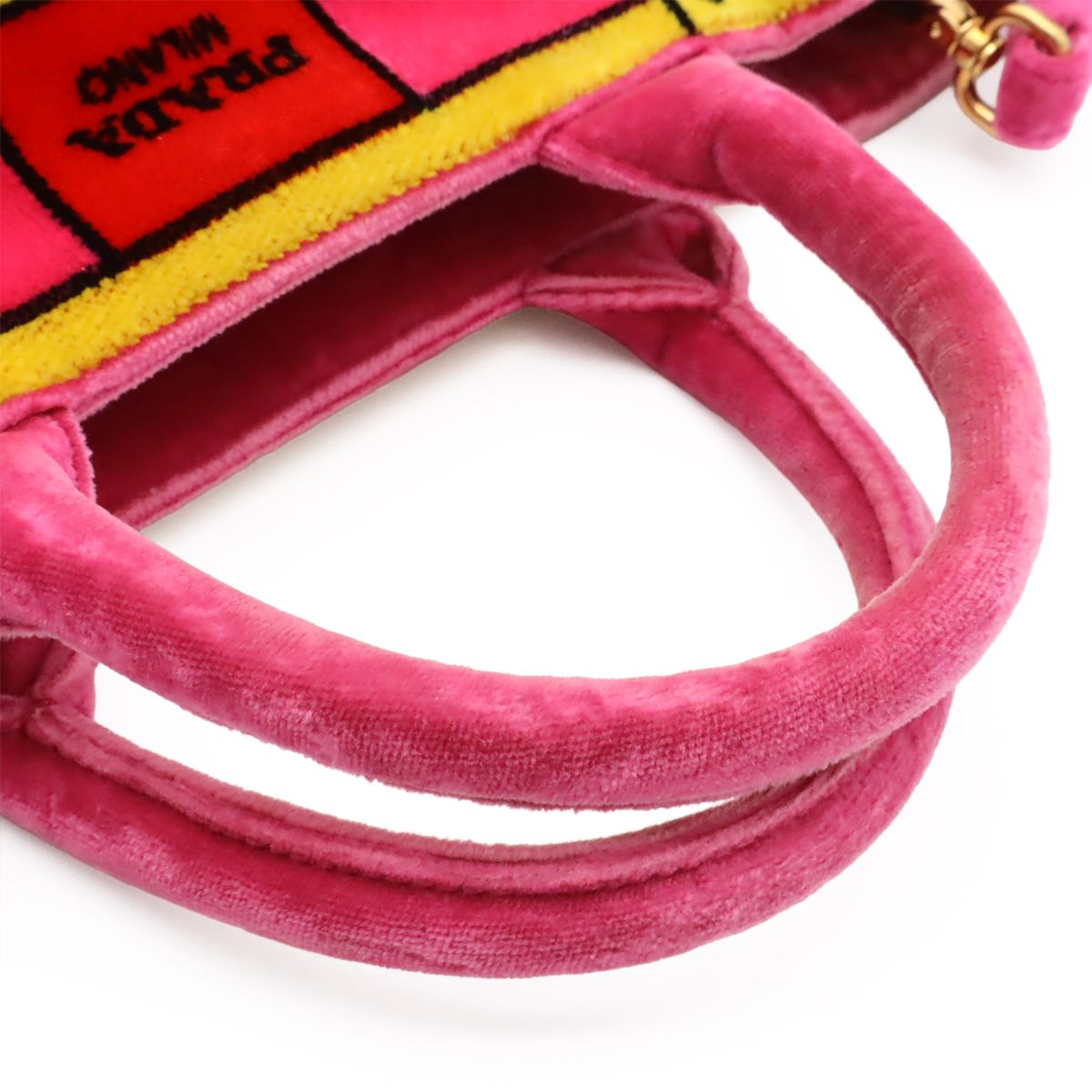 Prada Caietrompe L'oeil Mini Canapa 2-Way Shoulder Bag Velvet Pink Multicolor — view 4