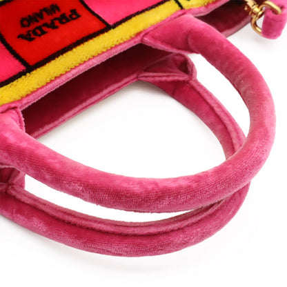 Prada Caietrompe L'oeil Mini Canapa 2-Way Shoulder Bag Velvet Pink Multicolor — view 4