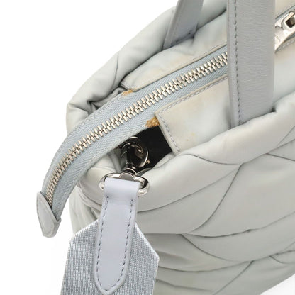 Prada Small Padded Tote 2-Way Shoulder Bag Nylon Opaline Blue Silver Pouch — view 7