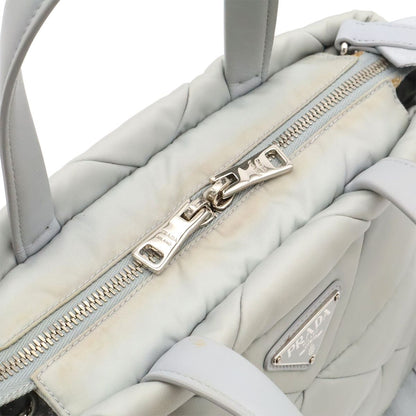 Prada Small Padded Tote 2-Way Shoulder Bag Nylon Opaline Blue Silver Pouch — view 5