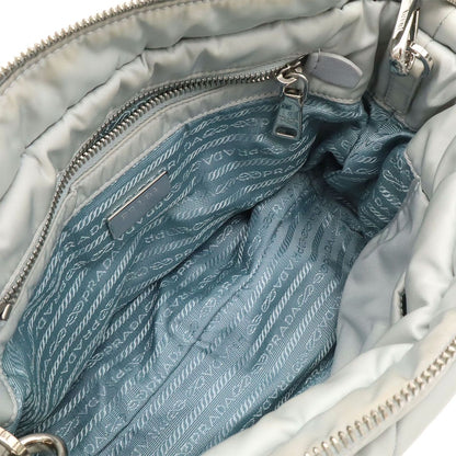 Prada Small Padded Tote 2-Way Shoulder Bag Nylon Opaline Blue Silver Pouch — view 6