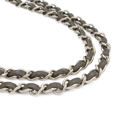 Chanel Quilted CC Delivery 2-Way Chain Shoulder Bag Calfskin Gray Black Silver — view 5