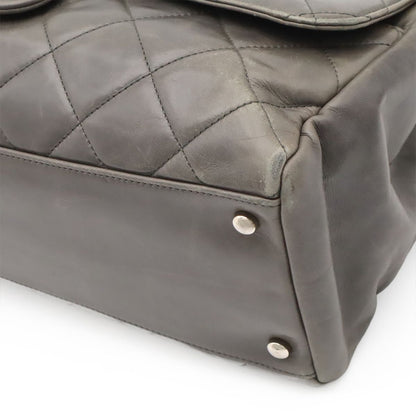 Chanel Quilted CC Delivery 2-Way Chain Shoulder Bag Calfskin Gray Black Silver — view 3