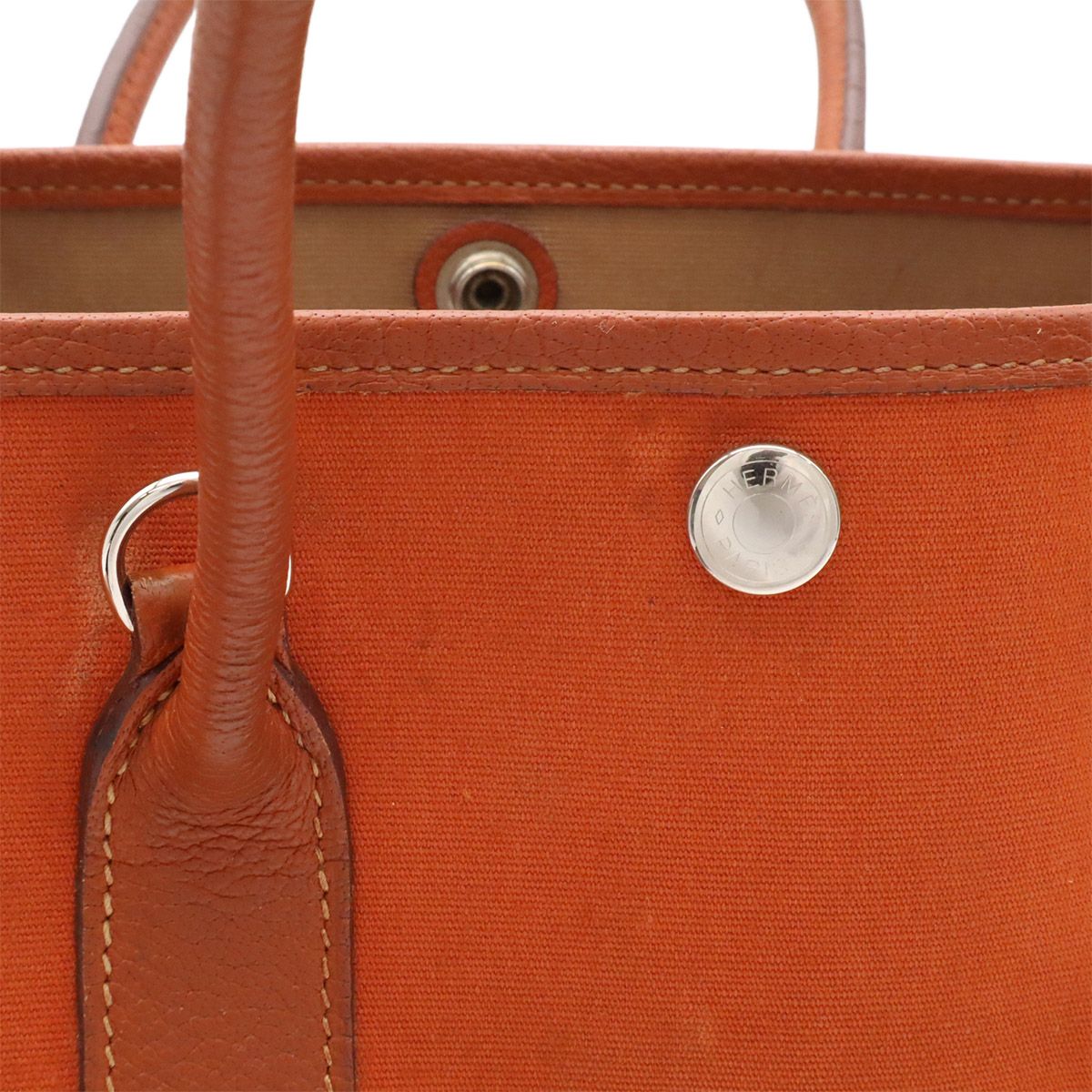 Hermes Garden Party TPM Tote 2-Way Shoulder Bag Toile Officier Buffalo Orange — view 7