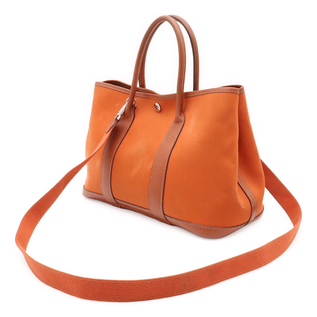 Hermes Garden Party TPM Tote 2-Way Shoulder Bag Toile Officier Buffalo Orange — view 2