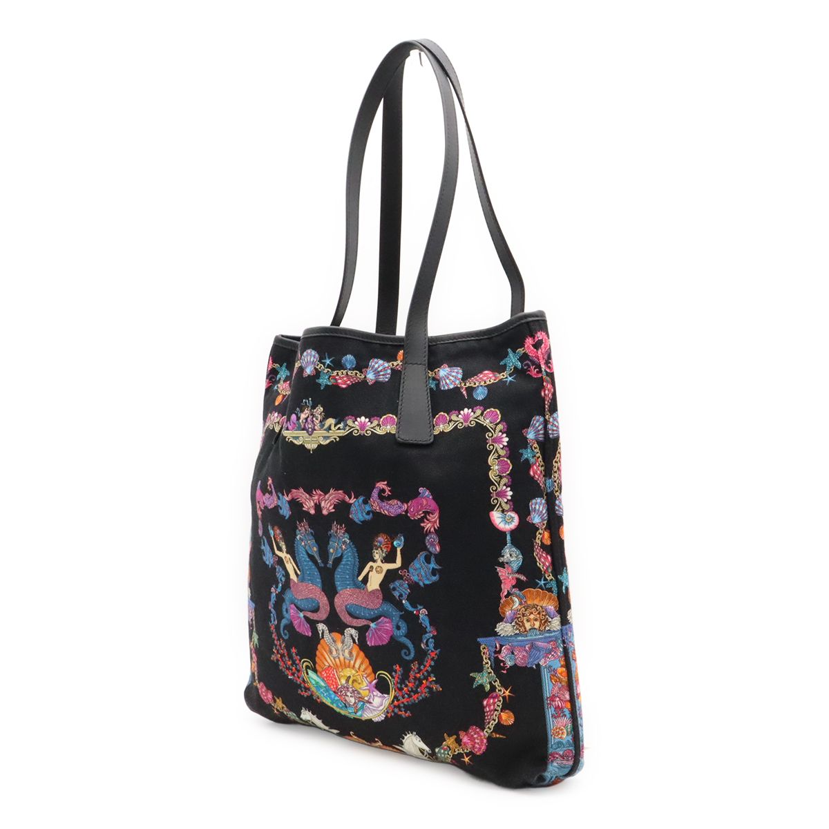 Versace Coral Theater la Medusa Tote Bag Canvas Black Multicolor Pop Up Limited — view 2