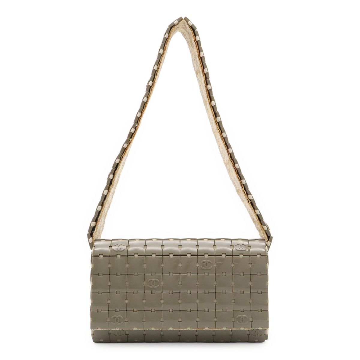 Chanel Puzzle CC Logo Shoulder Bag Plastic Canvas Gray
