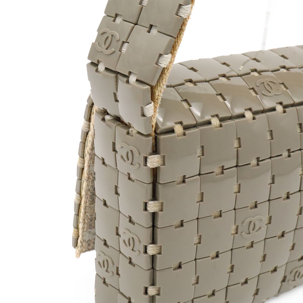 Chanel Puzzle CC Logo Shoulder Bag Plastic Canvas Gray — view 4