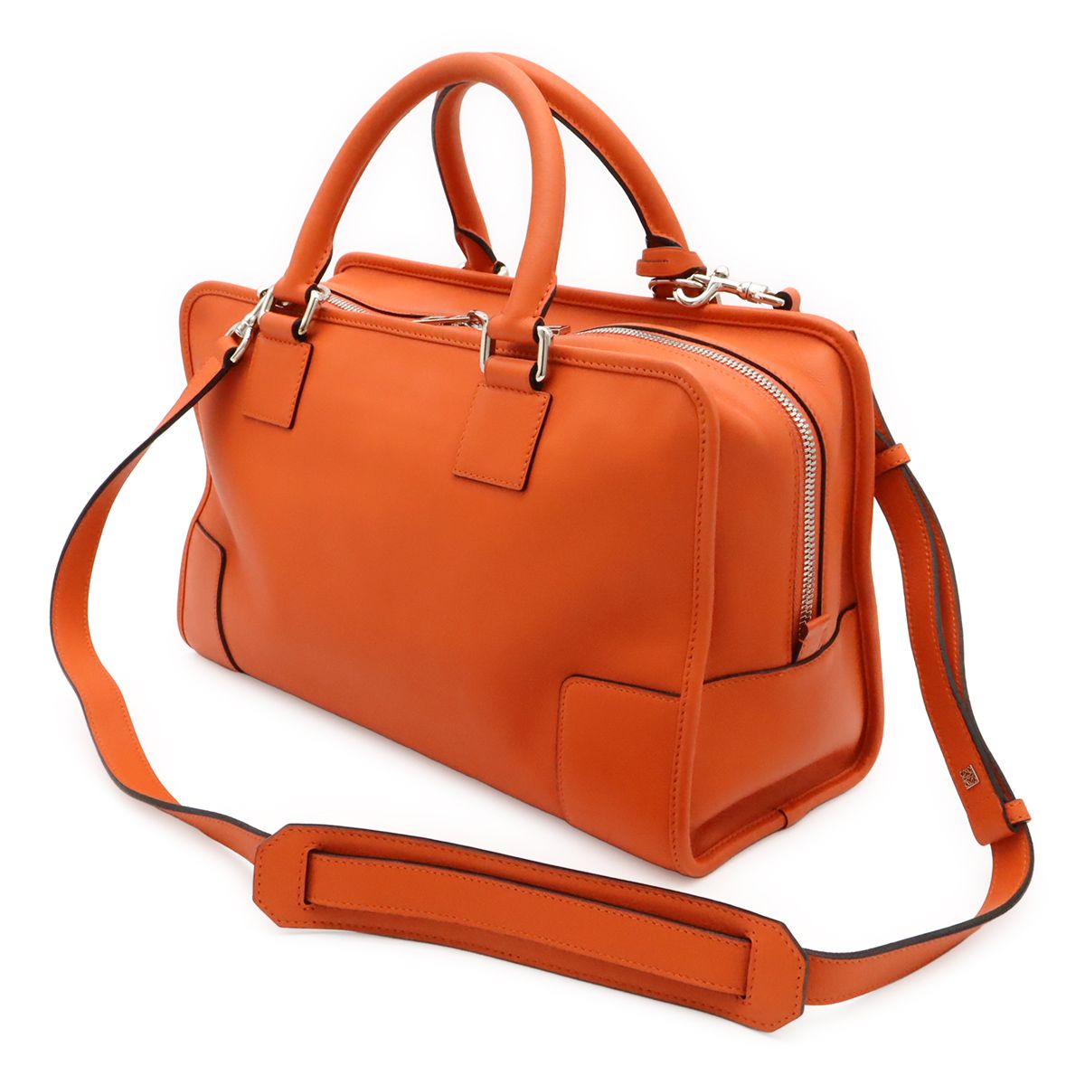 Loewe Amazona 36 Anagram Mini Boston Bag 2-Way Leather Orange Silver — view 2
