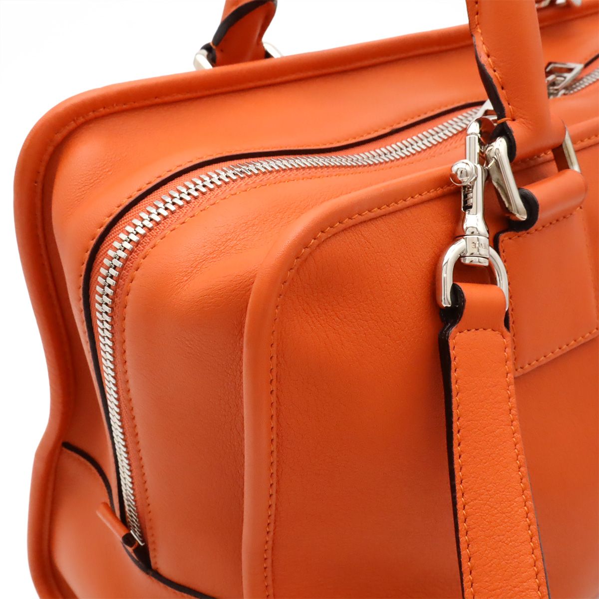 Loewe Amazona 36 Anagram Mini Boston Bag 2-Way Leather Orange Silver — view 5