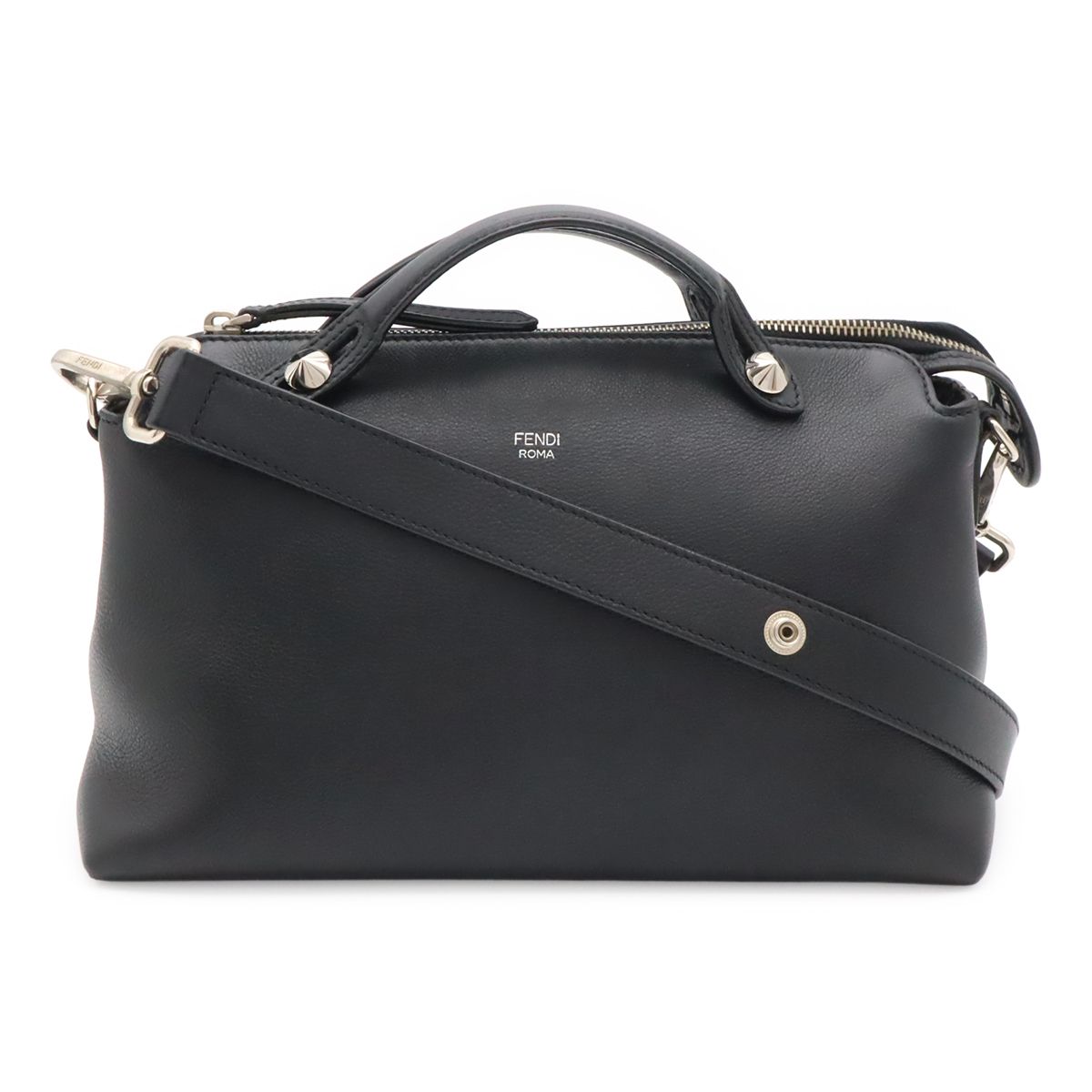 Fendi by the Way 2-Way Shoulder Bag Leather Black Silver