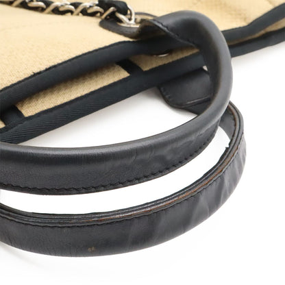 Chanel Deauville Line Large Shopping Tote Bag Chain Shoulder 2-Way Canvas Beige — view 4