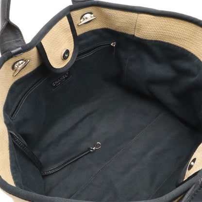 Chanel Deauville Line Large Shopping Tote Bag Chain Shoulder 2-Way Canvas Beige — view 6