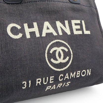 Chanel Deauville Line Tote MM Shoulder Bag Chain Denim Navy Gold — view 8