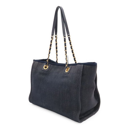 Chanel Deauville Line Tote MM Shoulder Bag Chain Denim Navy Gold — view 2