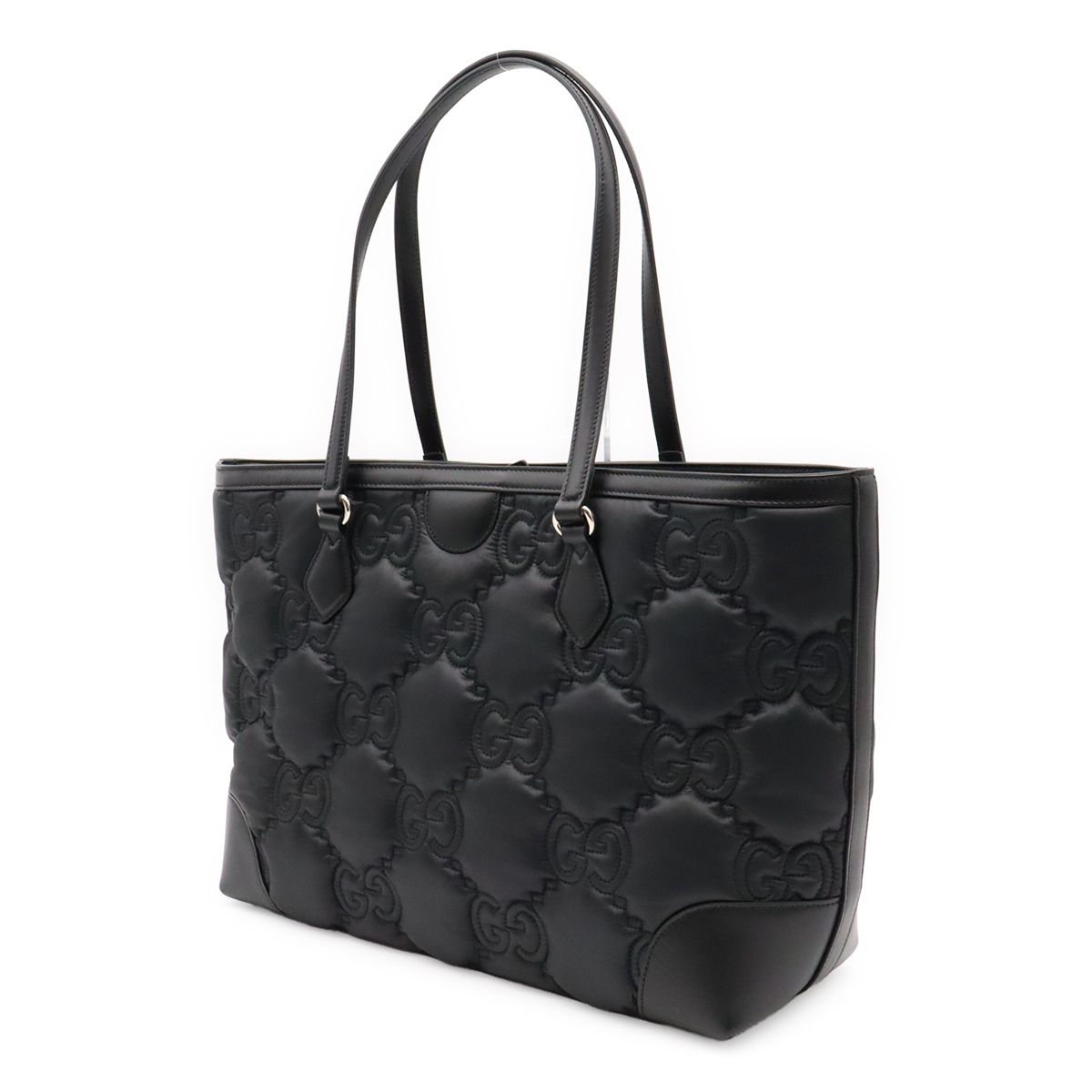 Gucci GG Matelasse Tote Large Shoulder Bag Nylon Leather Black — view 2