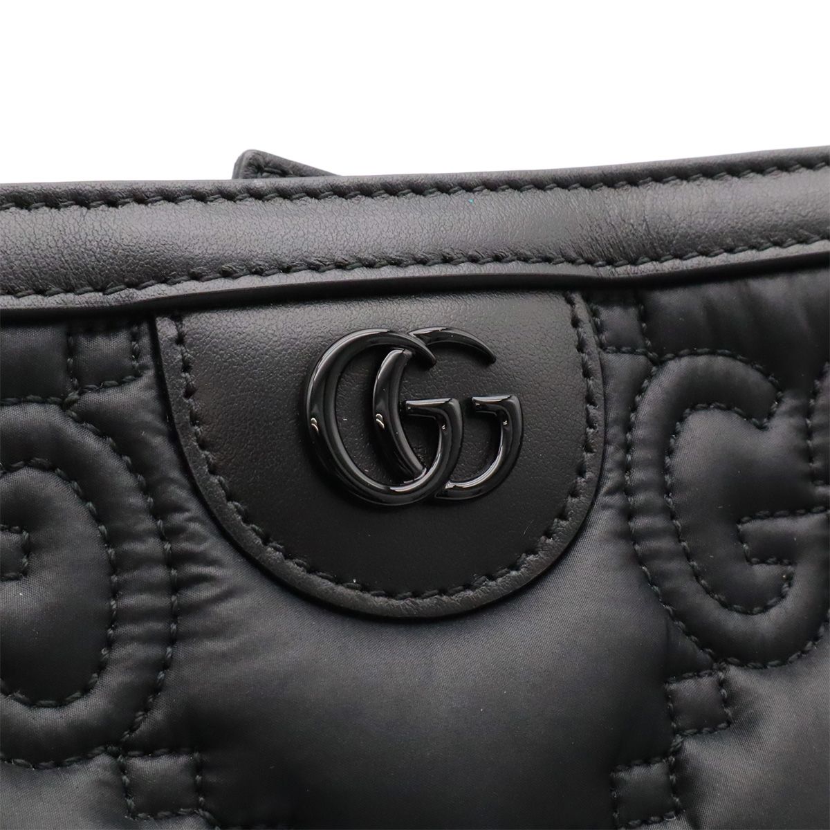 Gucci GG Matelasse Tote Large Shoulder Bag Nylon Leather Black — view 6