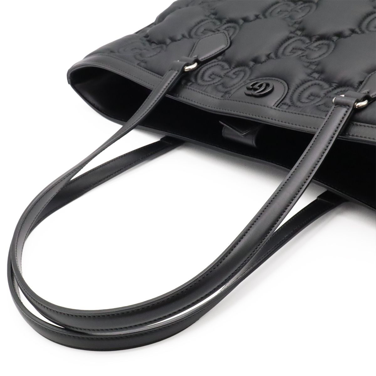 Gucci GG Matelasse Tote Large Shoulder Bag Nylon Leather Black — view 5