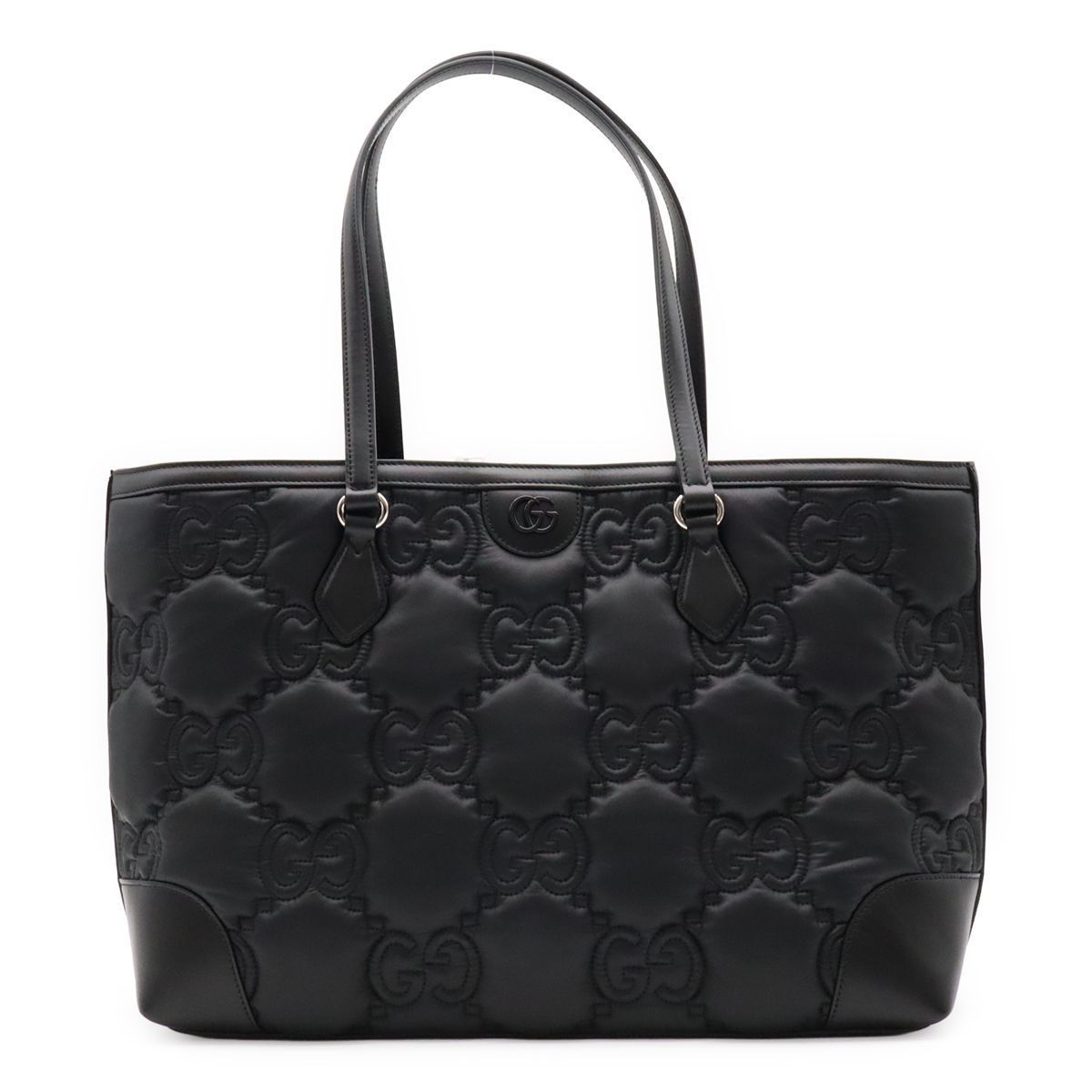 Gucci GG Matelasse Tote Large Shoulder Bag Nylon Leather Black