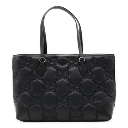 Gucci GG Matelasse Tote Large Shoulder Bag Nylon Leather Black