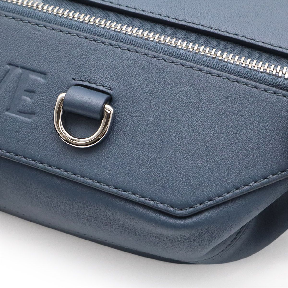 Loewe Convertible Sling Cross Belt Bag Leather Indigo Dye Blue Gray Silver — view 6