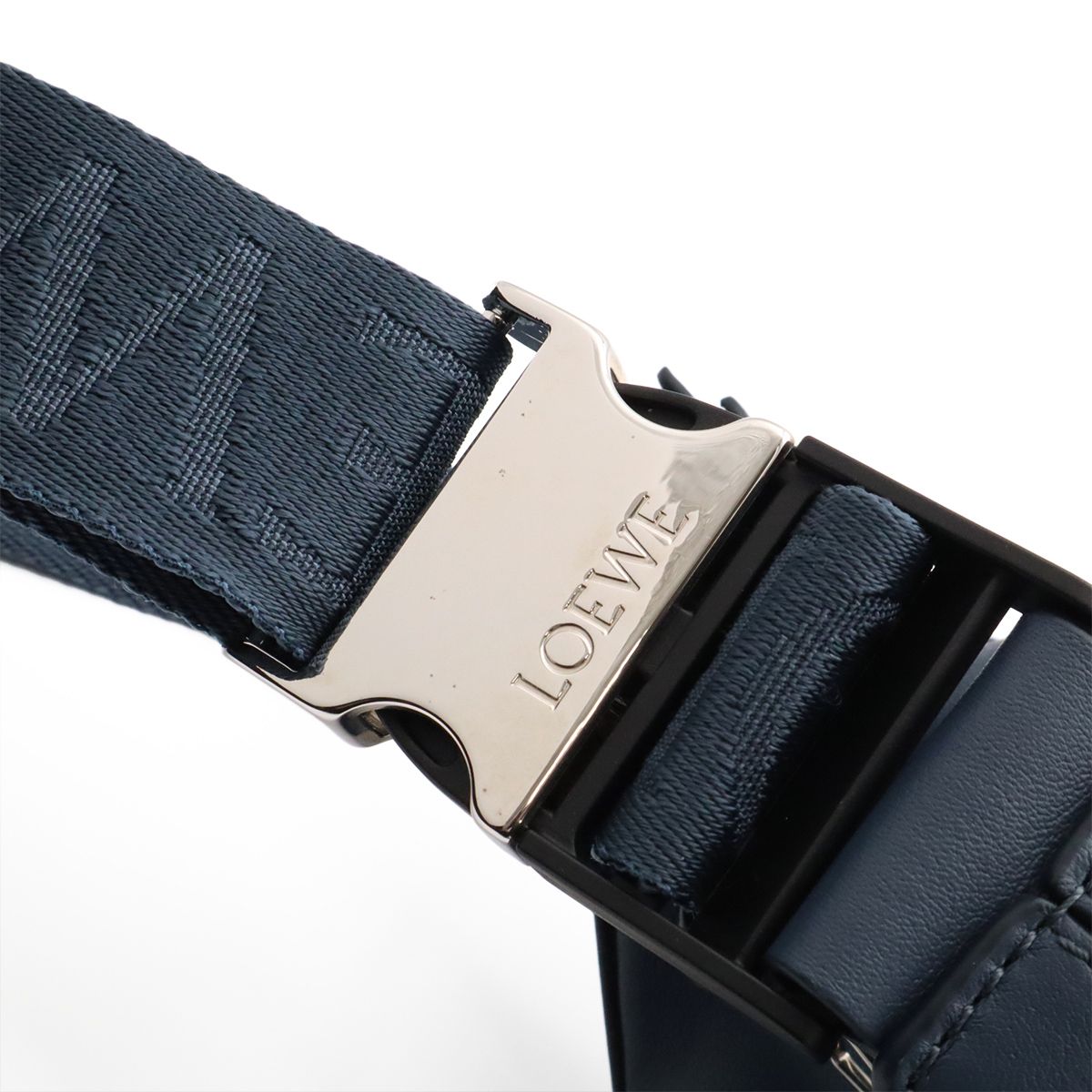 Loewe Convertible Sling Cross Belt Bag Leather Indigo Dye Blue Gray Silver — view 4