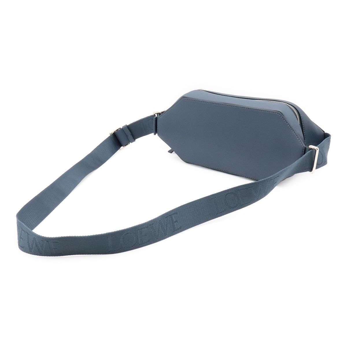Loewe Convertible Sling Cross Belt Bag Leather Indigo Dye Blue Gray Silver — view 2