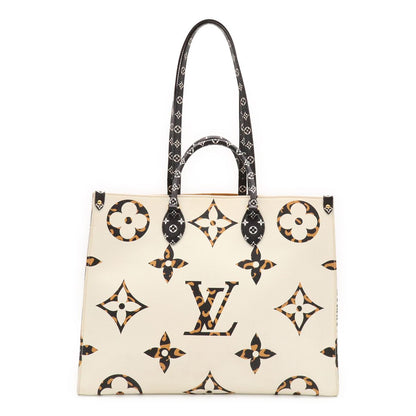 Louis Vuitton Monogram Jungle Giant On The Go GM Tote 2-Way Shoulder Bag Ivory