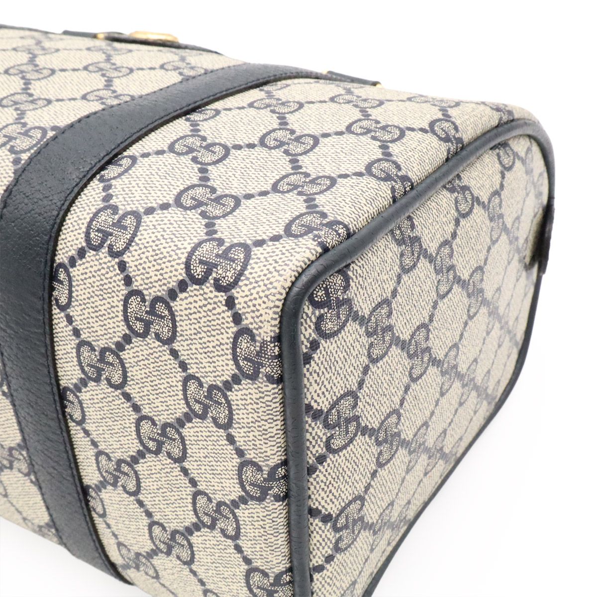 Gucci Vintage GG Plus Sherry Line Mini Boston Bag Leather Beige Navy 116.02.006 — view 3