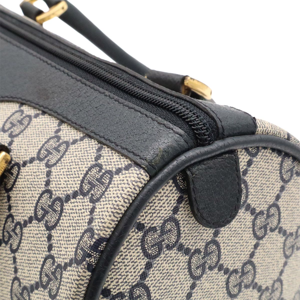 Gucci Vintage GG Plus Sherry Line Mini Boston Bag Leather Beige Navy 116.02.006 — view 7