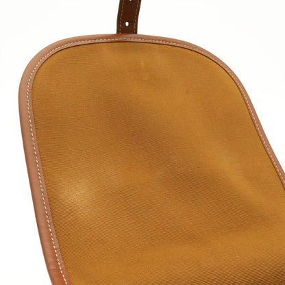 Celine Triomphe Folco Shoulder Bag Pochette Crossbody Canvas Leather Tan Dark — view 8