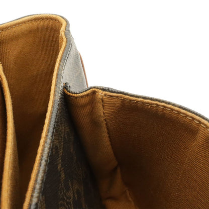 Celine Triomphe Folco Shoulder Bag Pochette Crossbody Canvas Leather Tan Dark — view 7
