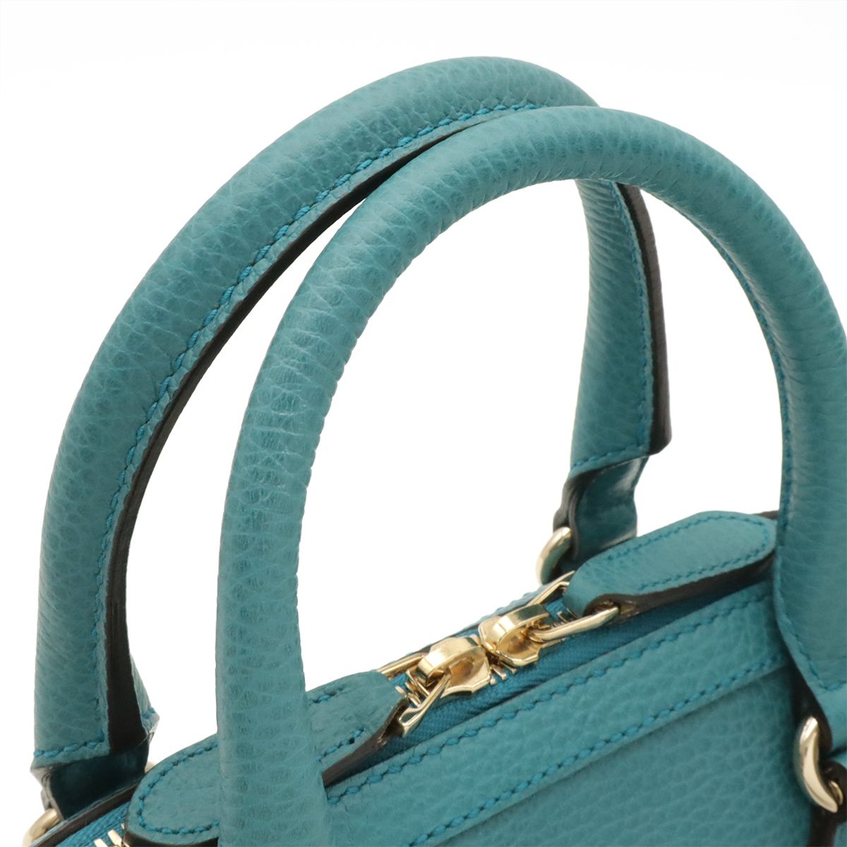 Gucci Interlocking G 2-Way Shoulder Bag Crossbody Leather Emerald Blue Gold — view 4