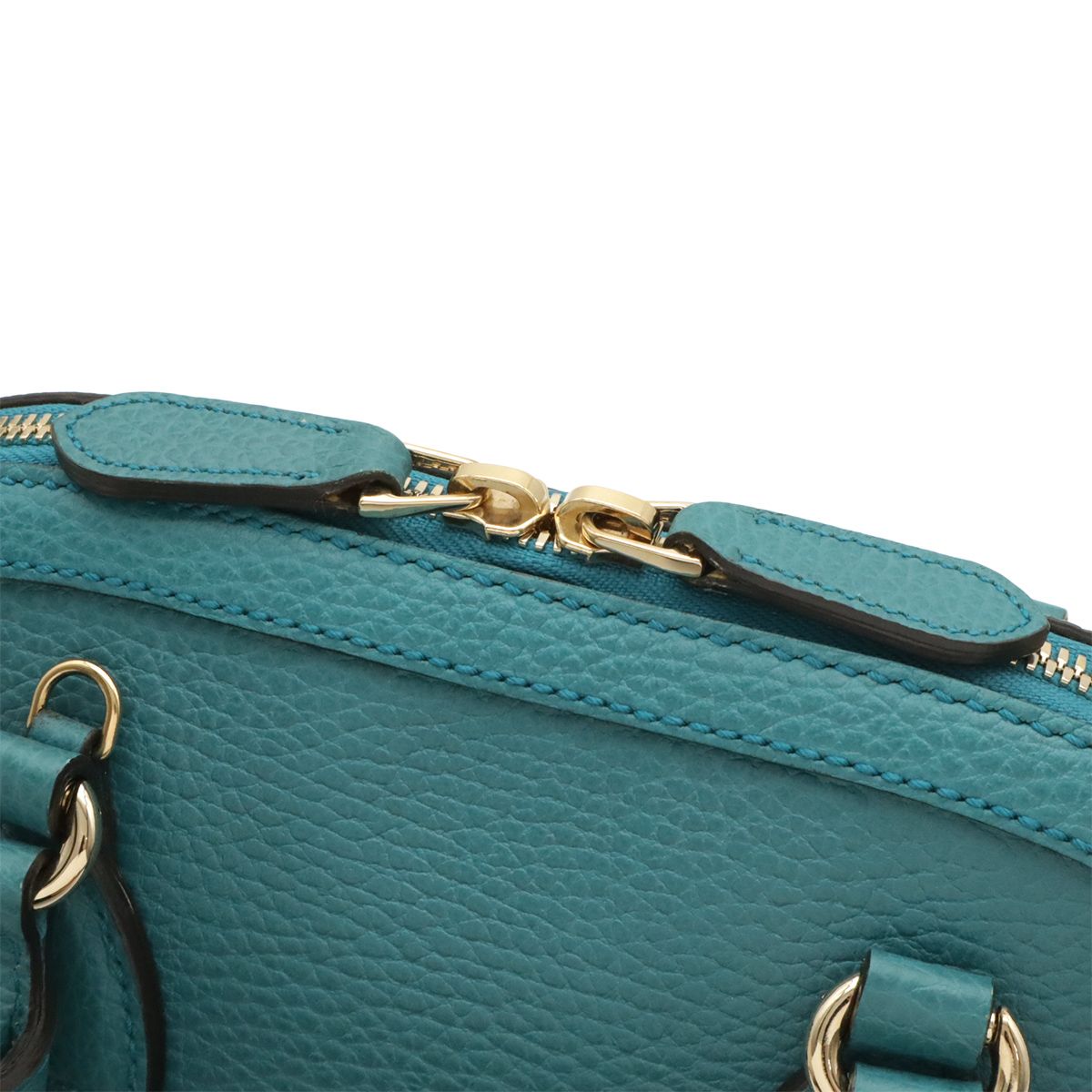 Gucci Interlocking G 2-Way Shoulder Bag Crossbody Leather Emerald Blue Gold — view 6