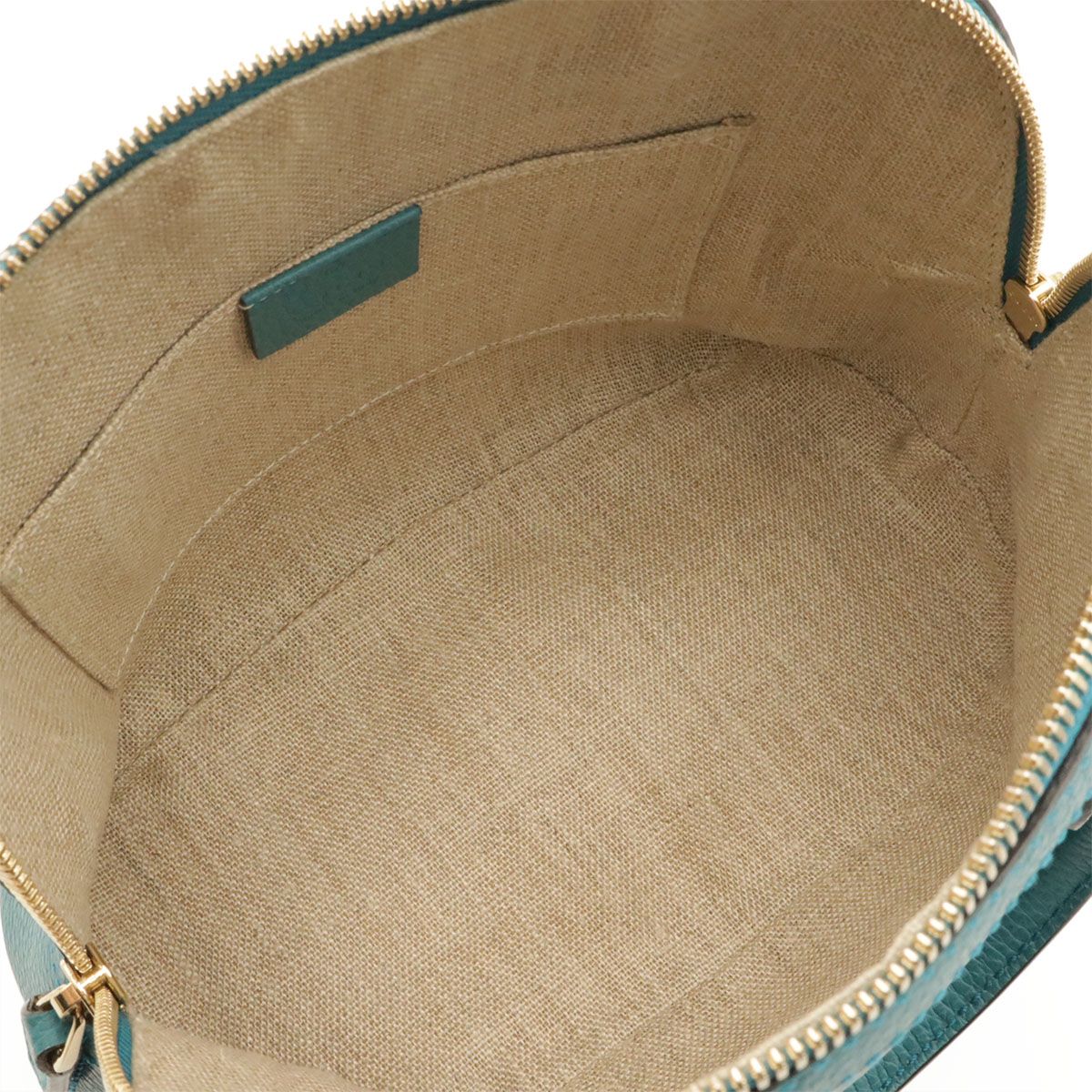Gucci Interlocking G 2-Way Shoulder Bag Crossbody Leather Emerald Blue Gold — view 7
