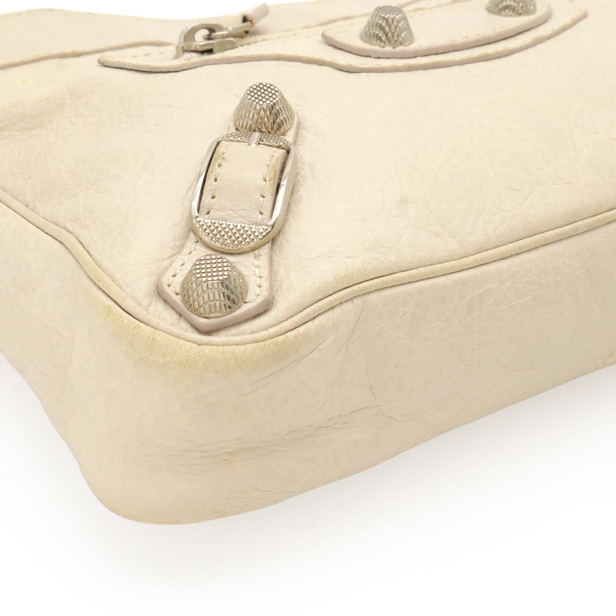 Balenciaga Giant Hip Shoulder Bag Pochette 2-Way Clutch Leather Ivory Silver — view 3