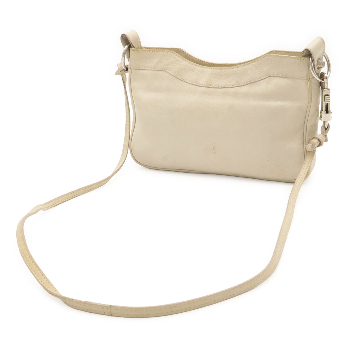 Balenciaga Giant Hip Shoulder Bag Pochette 2-Way Clutch Leather Ivory Silver — view 2