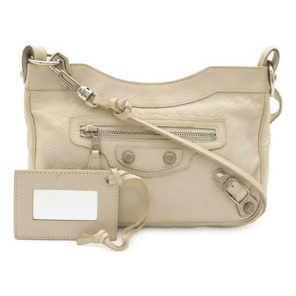 Balenciaga Giant Hip Shoulder Bag Pochette 2-Way Clutch Leather Ivory Silver