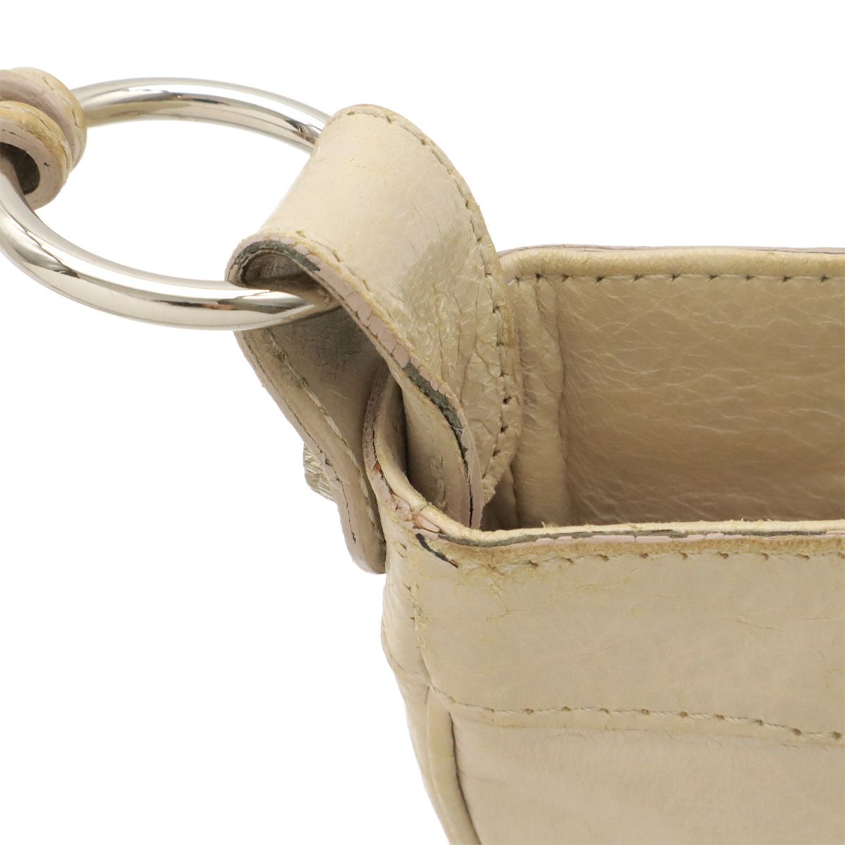 Balenciaga Giant Hip Shoulder Bag Pochette 2-Way Clutch Leather Ivory Silver — view 4