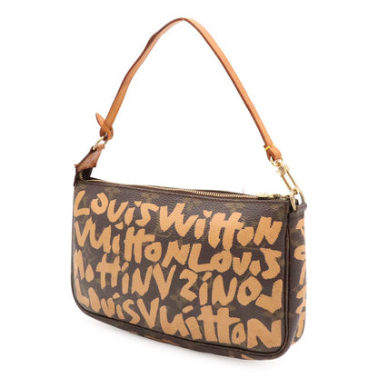 Louis Vuitton Monogram Graffiti Pochette Soir Pouch Handbag Peach — view 2